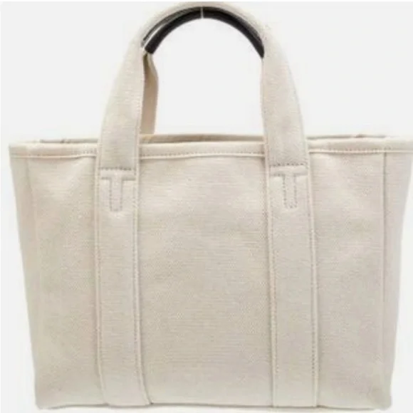 Tory Burch Cream Canvas Tote Bag - Picture 5 of 7